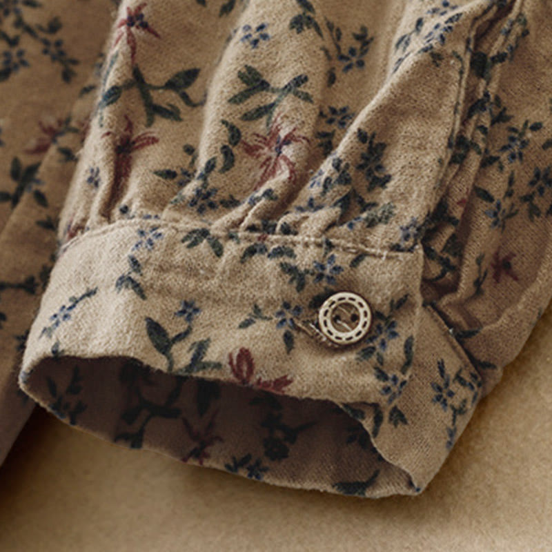 Buddha Stones Fall Floral Print Buttons Down Design Women's Cotton Long Sleeve Shirt - image 22