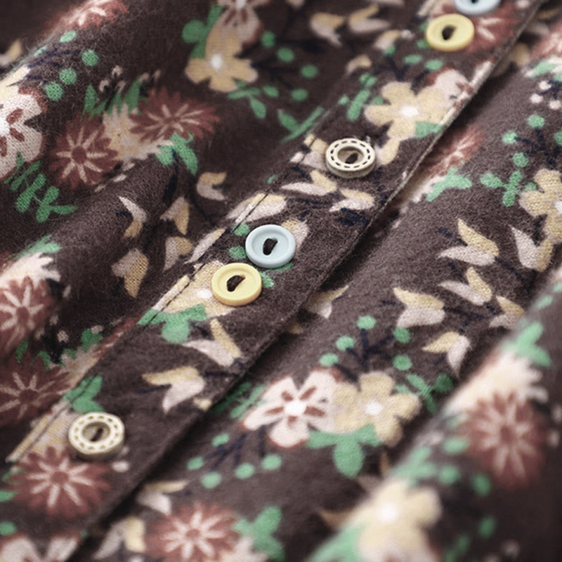 Buddha Stones Fall Floral Print Buttons Down Design Women's Cotton Long Sleeve Shirt - image 26