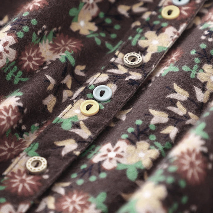 Buddha Stones Fall Floral Print Buttons Down Design Women's Cotton Long Sleeve Shirt - image 26