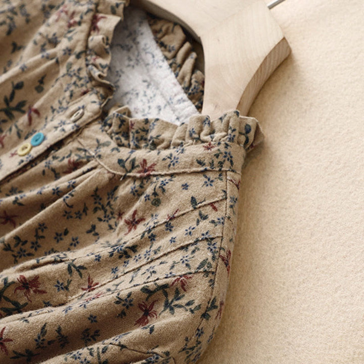 Buddha Stones Fall Floral Print Buttons Down Design Women's Cotton Long Sleeve Shirt - image 19