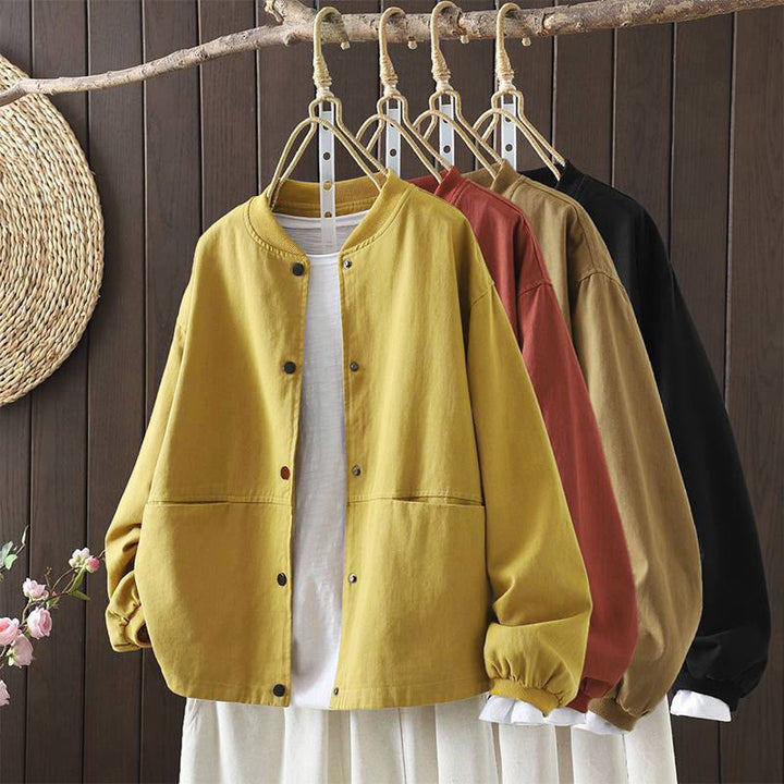 Buddha Stones Fall Button Down Women's Cotton Long Sleeve Outerwear Jacket With Pockets - image 1