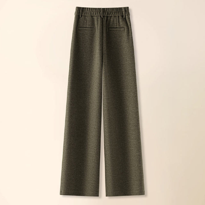 Buddha Stones Plain Button Cotton Thick Wool Women's Wide Leg Pants With Pockets - image 1