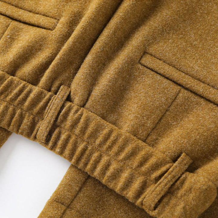 Buddha Stones Plain Button Cotton Thick Wool Women's Wide Leg Pants With Pockets - image 9