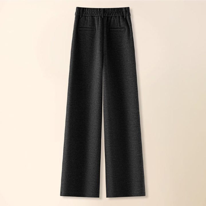 Buddha Stones Plain Button Cotton Thick Wool Women's Wide Leg Pants With Pockets - image 13