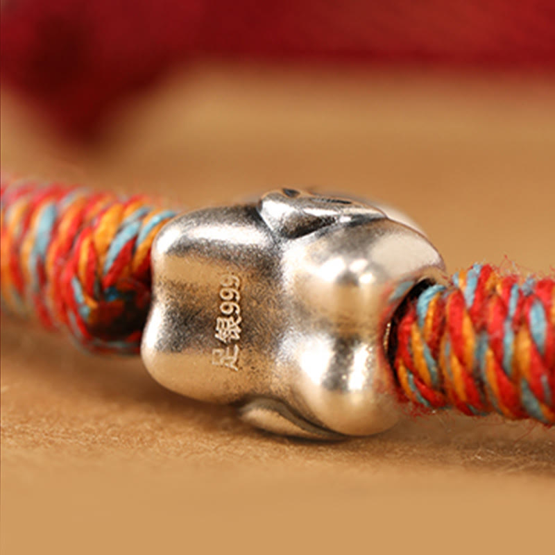 Buddha Stones 999 Sterling Silver Year Of The Horse Fu Character Charm String Braided Luck Bracelet - image 5
