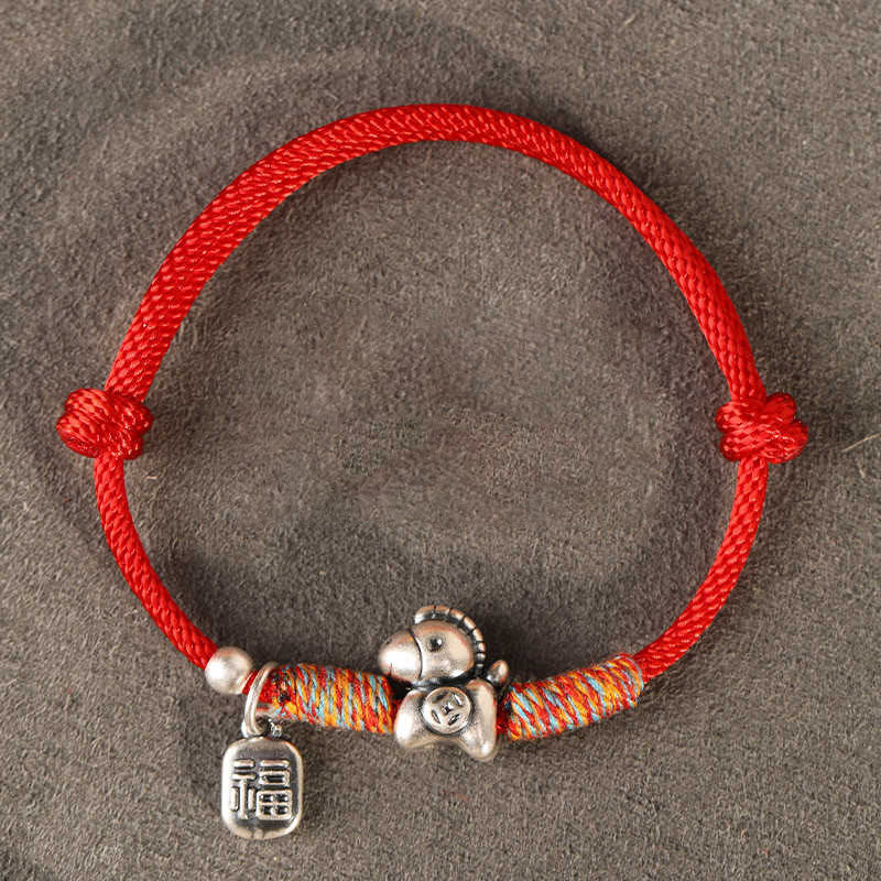 Buddha Stones 999 Sterling Silver Year Of The Horse Fu Character Charm String Braided Luck Bracelet - Red String(Wrist Circumference: 14-18cm) - image 19