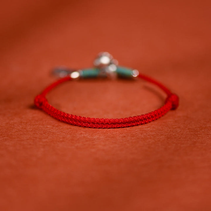 Buddha Stones 999 Sterling Silver Year Of The Horse 925 Sterling Silver Peace And Joy Charm String Braided Luck Bracelet Anklet - image 3