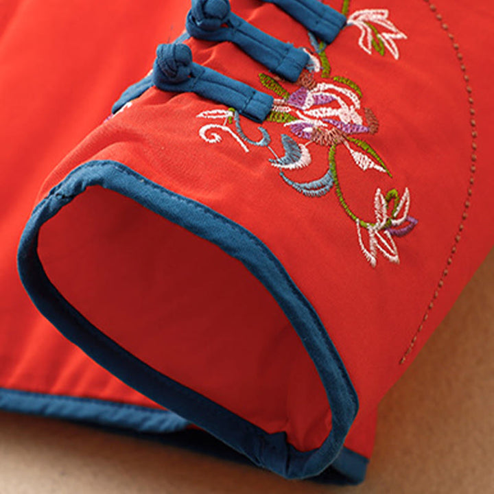 Buddha Stones Winter Flower Embroidery Frog-Button Long Sleeve Women's Thermal Jacket - image 22