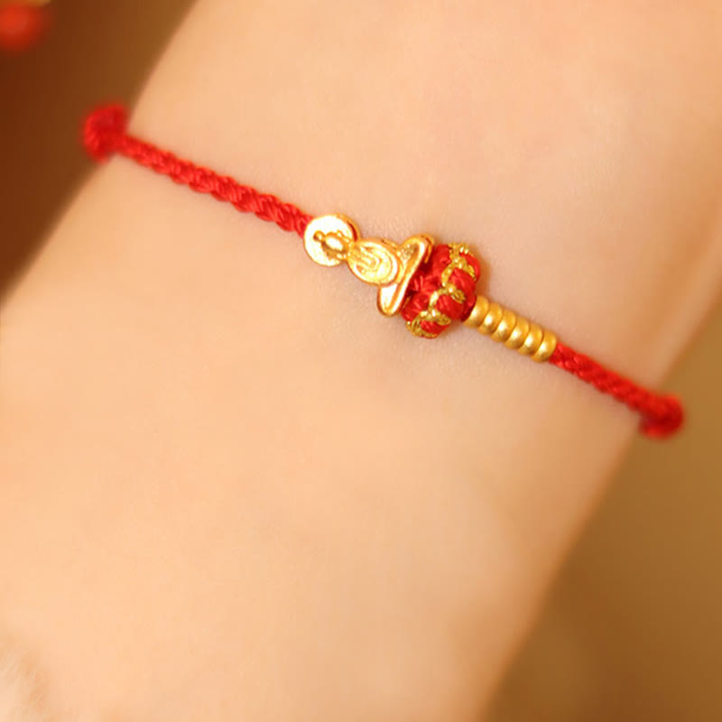 Buddha Stones Formless Buddha Lotus Knot Red String Protection Braided Bracelet - image 9
