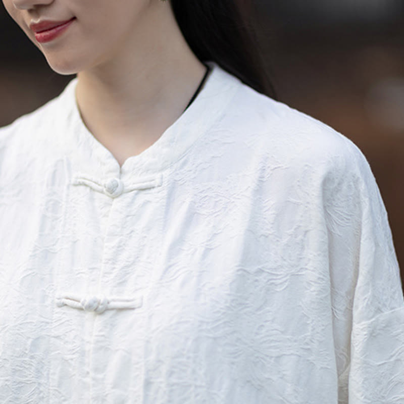 Buddha Stones Fall Jacquard Women's Frog-Button Long Sleeve Shirt Pants Cotton Linen Clothing - image 21