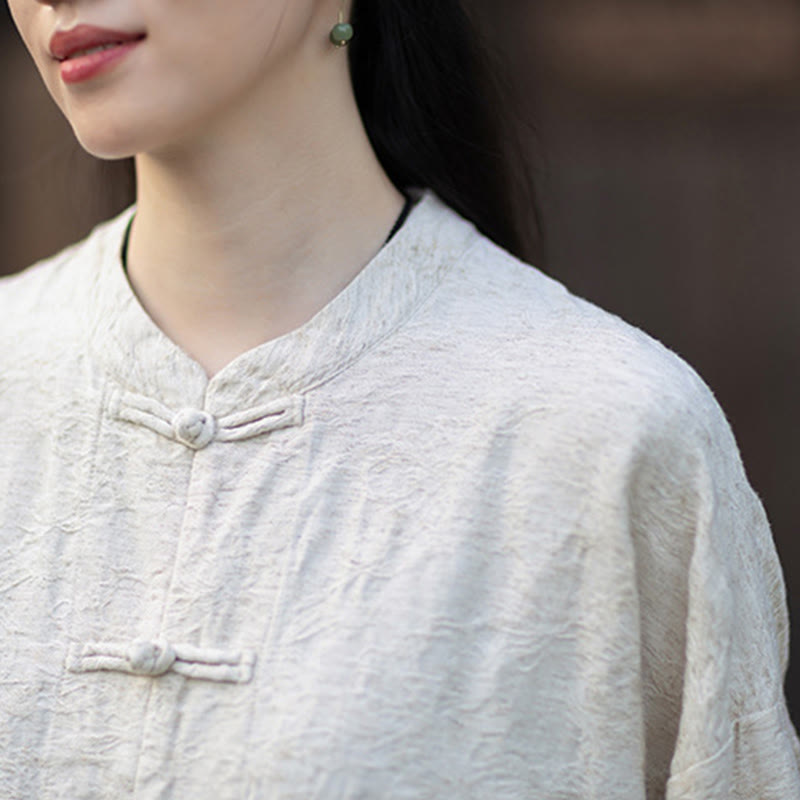 Buddha Stones Fall Jacquard Women's Frog-Button Long Sleeve Shirt Pants Cotton Linen Clothing - image 27