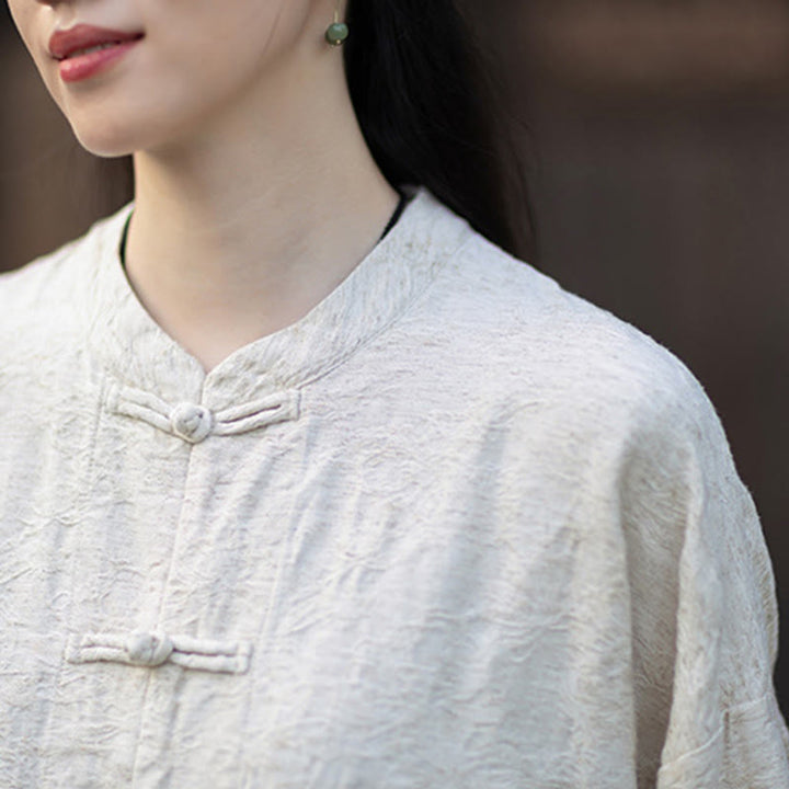 Buddha Stones Fall Jacquard Women's Frog-Button Long Sleeve Shirt Pants Cotton Linen Clothing - image 27