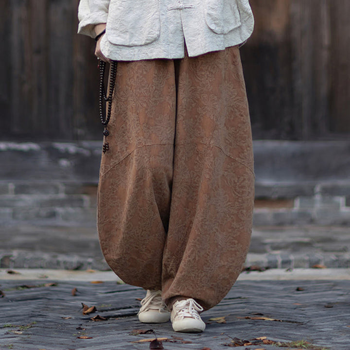 Buddha Stones Fall Jacquard Women's Frog-Button Long Sleeve Shirt Pants Cotton Linen Clothing - image 39