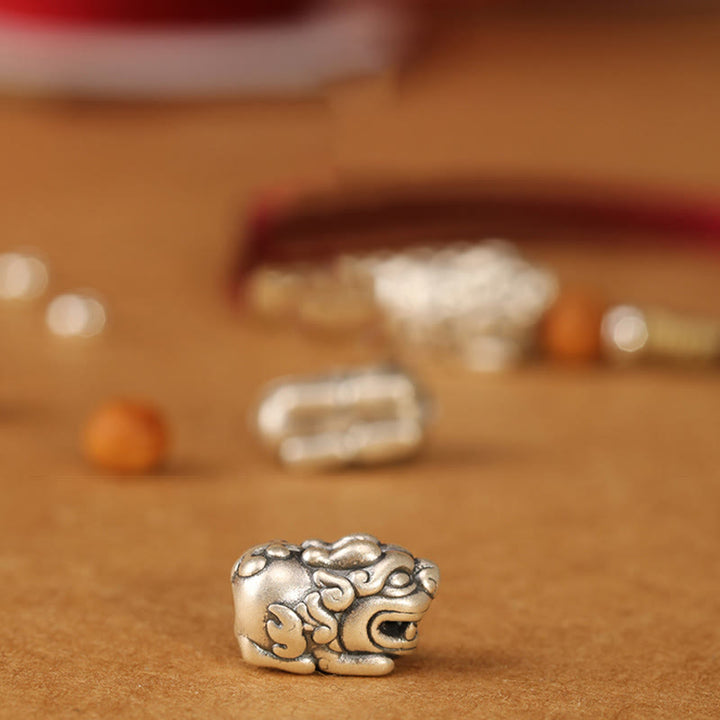 Buddha Stones 999 Sterling Silver Pixiu Charm Peach Wood Bead Handmade String Braided Luck Bracelet Anklet - image 20