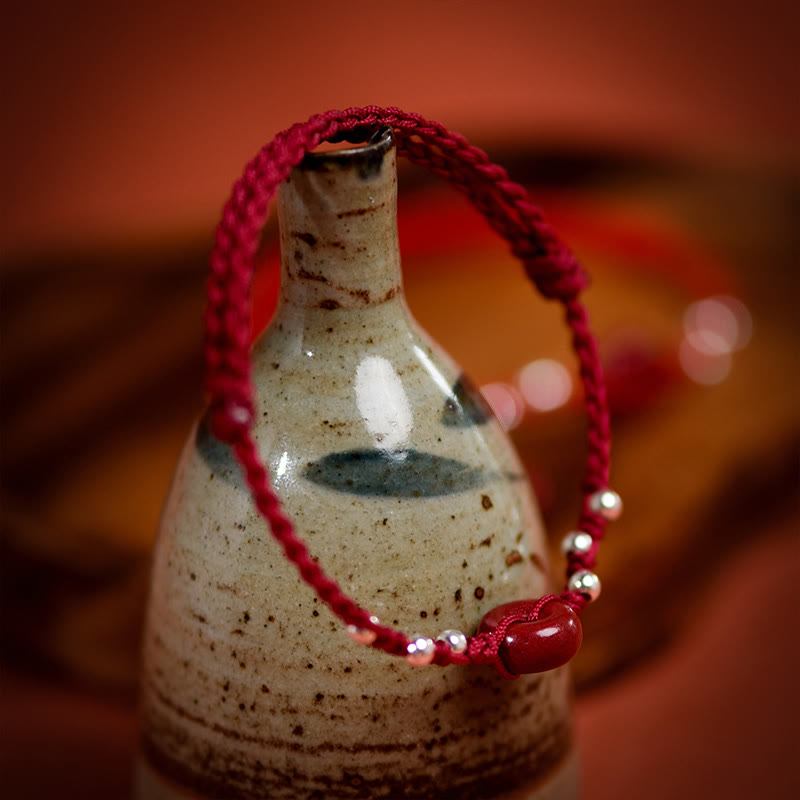 Buddha Stones Cinnabar Peace Buckle Handmade String Adjustable Blessing Bracelet Anklet - image 17