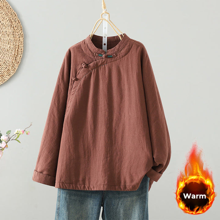 Buddha Stones Vintage Winter Frog-Button Cotton Long Sleeve Women's Thermal Jacket - DarkSalmon - US8-10，UK/AU12-14，EU40-42 (2XL) - image 18