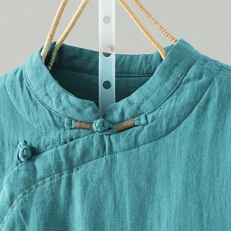 Buddha Stones Vintage Winter Frog-Button Cotton Long Sleeve Women's Thermal Jacket - image 4