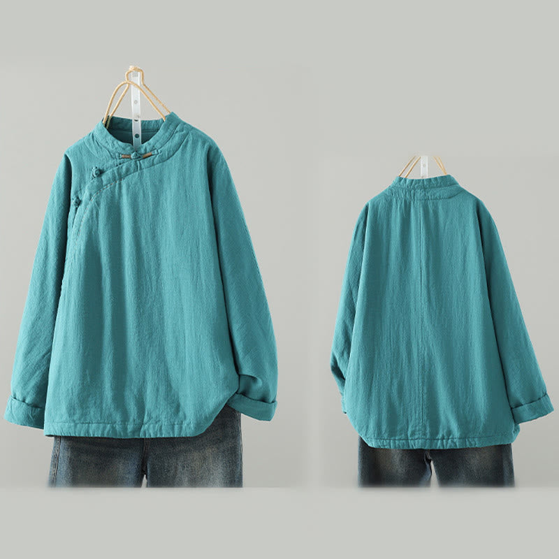 Buddha Stones Vintage Winter Frog-Button Cotton Long Sleeve Women's Thermal Jacket - image 3