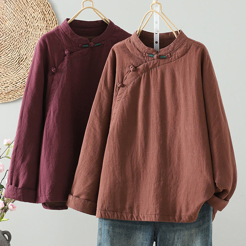 Buddha Stones Vintage Winter Frog-Button Cotton Long Sleeve Women's Thermal Jacket - image 30