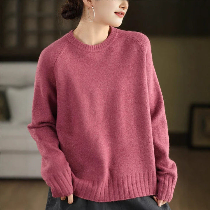 Buddha Stones Winter Crew Neck Warm Long Sleeve Women's Cotton Knitted Sweater - PaleVioletRed - US4，UK/AU8，EU36 (F) - image 11