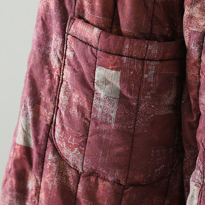 Buddha Stones Winter Square Diamond-shaped Patchwork Elastic Waist Women's Cotton Harem Pants With Pockets - image 7