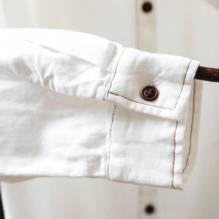 Buddha Stones Fall Buttons Down Pocket Decor Design Women's Stand Collar Long Sleeve Cotton Shirt - image 11