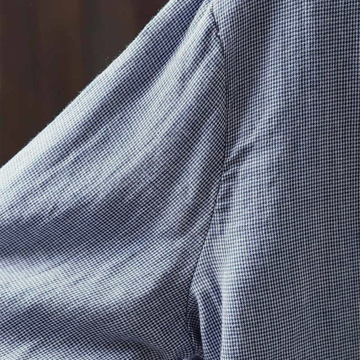 Buddha Stones Fall Small Plaid Button Down Ruffle Collar Long Sleeve Women's Cotton Shirt - image 8