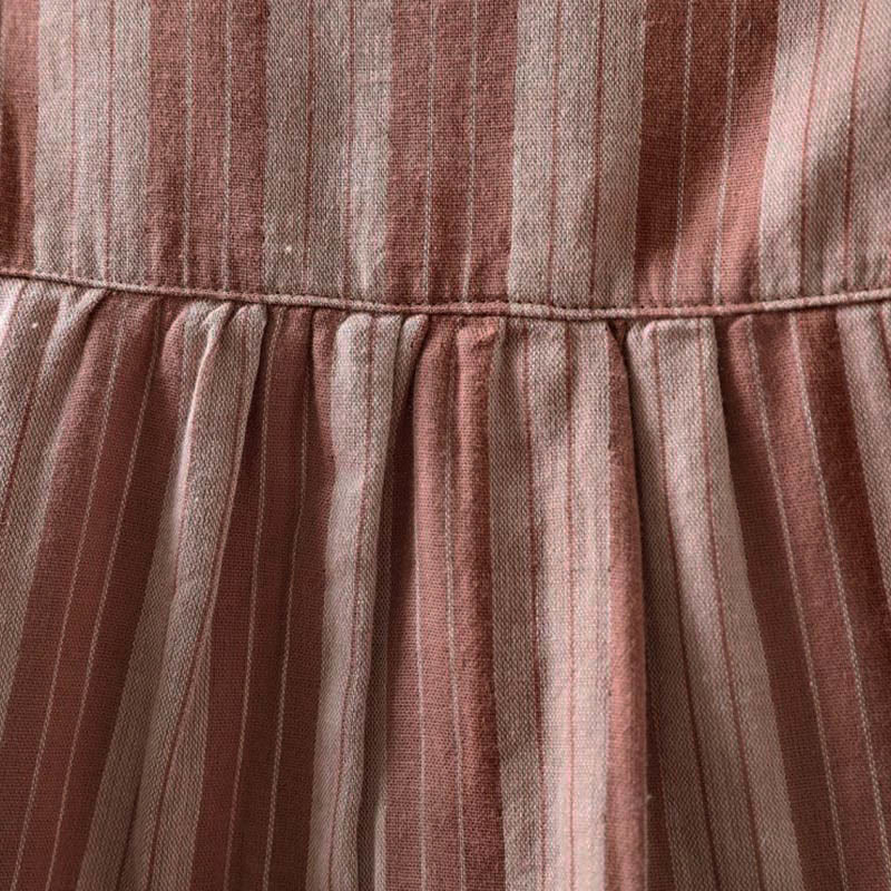 Buddha Stones Fall Vertical Stripes Button Down Stand Collar Long Sleeve Women's Cotton Shirt - image 19