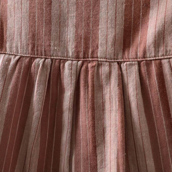 Buddha Stones Fall Vertical Stripes Button Down Stand Collar Long Sleeve Women's Cotton Shirt - image 19