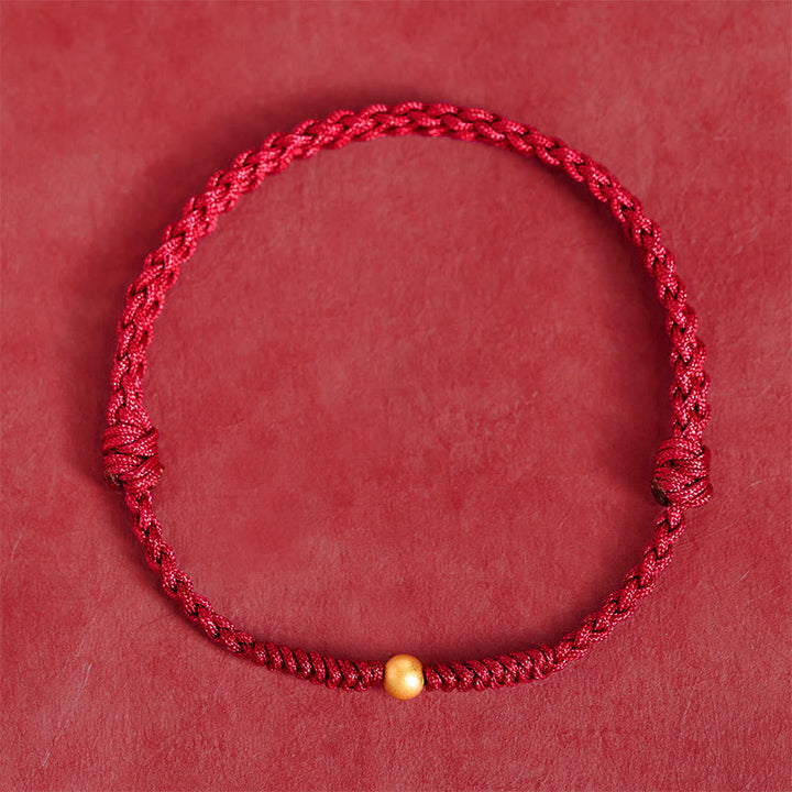 Buddha Stones "A Simple Wish for You" 925 Sterling Silver Plated Gold Single Bead Red Rope Bracelet Anklet Includes Gift Message Card - image 3