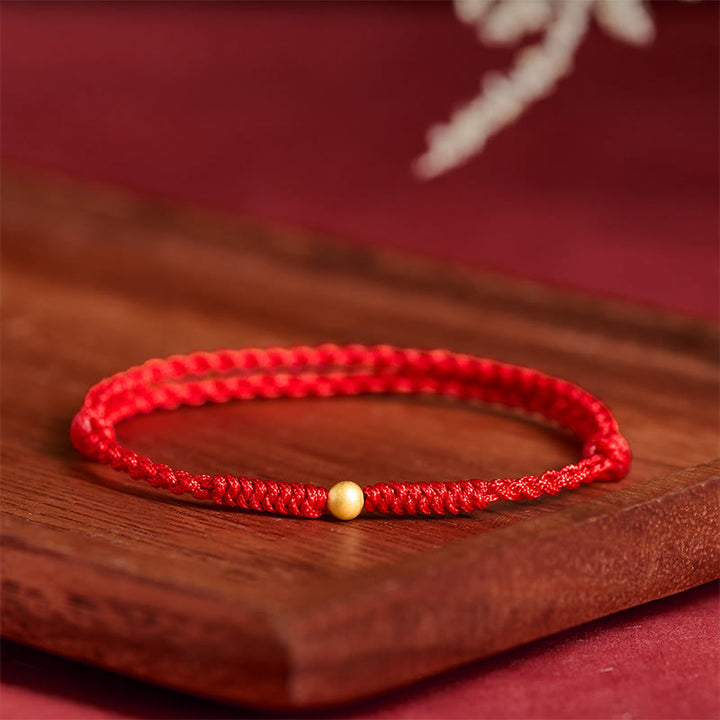 Buddha Stones 925 Sterling Silver Plated Gold Single Bead Strength Braided Red Rope Bracelet Anklet - image 13