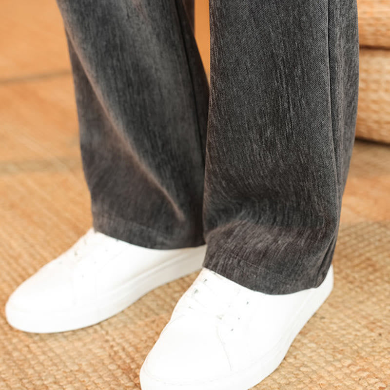 Buddha Stones 2Pcs Winter Thick Men's Tang Suit Frog-Button Cotton Corduroy Long Sleeve Jacket Pants Set With Pockets - image 21