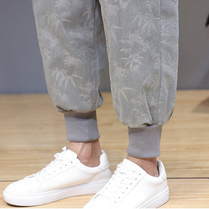 Buddha Stones 2Pcs Winter Thick Bamboo Men's Tang Suit Frog-Button Cotton Corduroy Long Sleeve Jacket Pants Set With Pockets - image 21