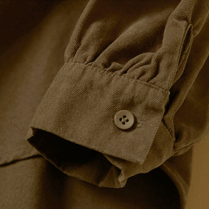 Buddha Stones Casual Buttons Design Women's Stand Collar Long Sleeve Cotton Shirt - image 19