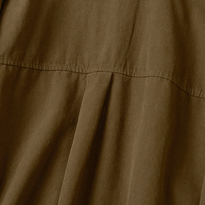 Buddha Stones Casual Buttons Design Women's Stand Collar Long Sleeve Cotton Shirt - image 17