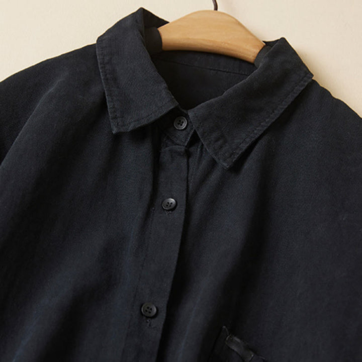 Buddha Stones Casual Buttons Design Women's Stand Collar Long Sleeve Cotton Shirt - image 23