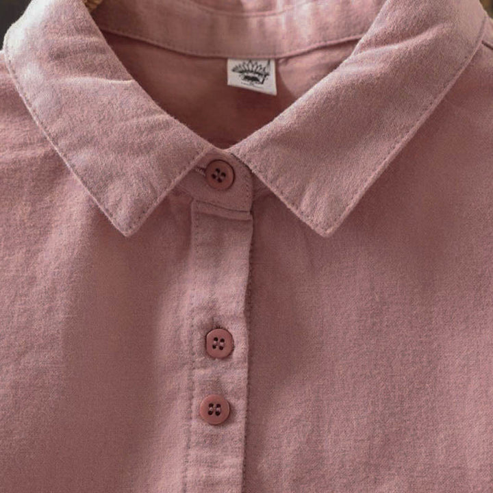 Buddha Stones Fall Solid Color Button Down Stand Collar Long Sleeve Women's Cotton Shirt - image 6