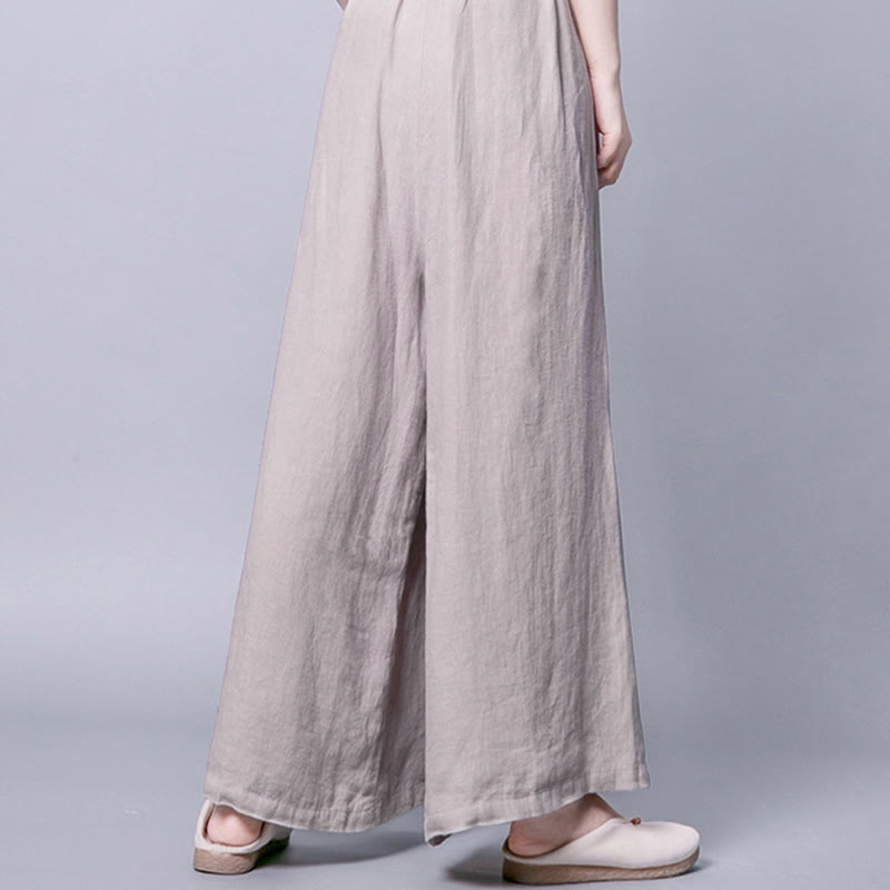 Buddha Stones Casual Frog-Button High Waist Wide Leg Pants With Pockets - image 3