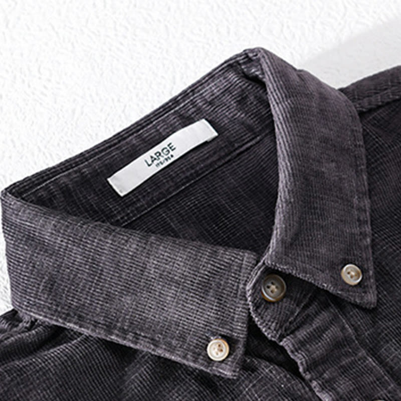 Buddha Stones Casual Corduroy Solid Color Men's Long Sleeve Cotton Thickened Jacket With Pockets - image 1