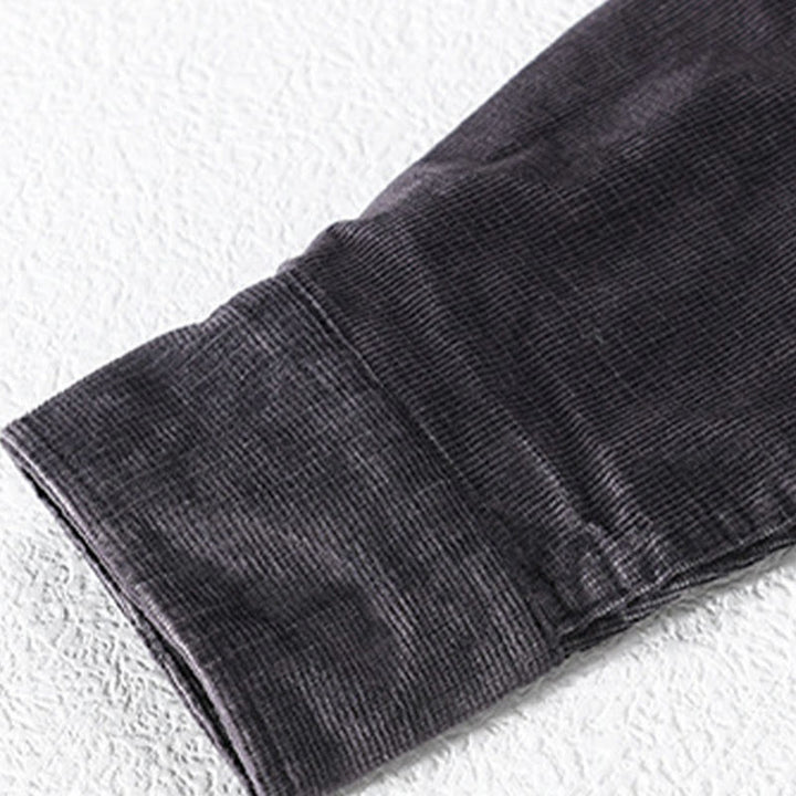 Buddha Stones Casual Corduroy Solid Color Men's Long Sleeve Cotton Thickened Jacket With Pockets - image 3