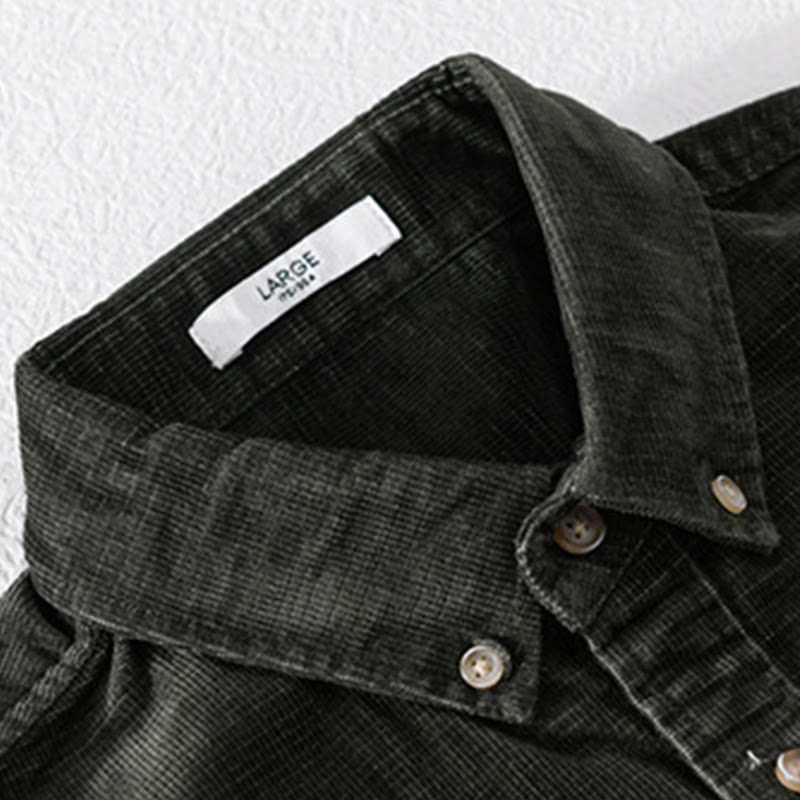 Buddha Stones Casual Corduroy Solid Color Men's Long Sleeve Cotton Thickened Jacket With Pockets - image 15