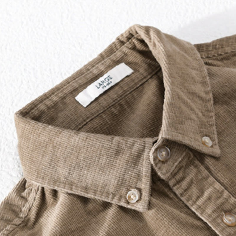 Buddha Stones Casual Corduroy Solid Color Men's Long Sleeve Cotton Thickened Jacket With Pockets - image 9