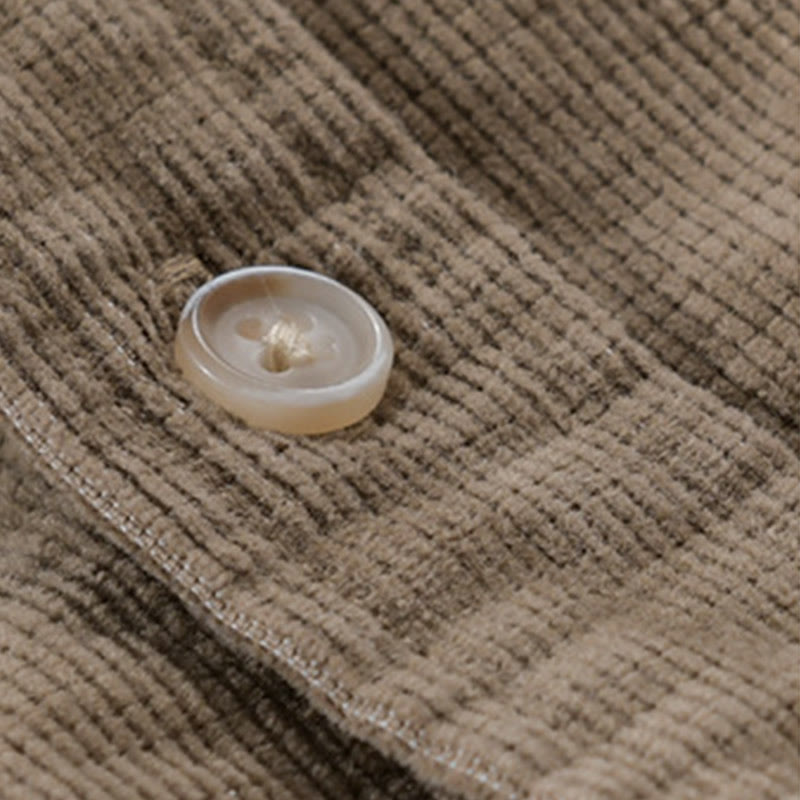 Buddha Stones Casual Corduroy Solid Color Men's Long Sleeve Cotton Thickened Jacket With Pockets - image 11