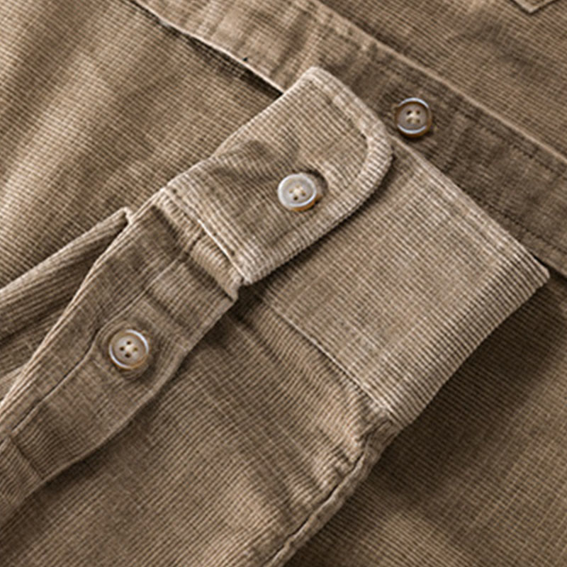 Buddha Stones Casual Corduroy Solid Color Men's Long Sleeve Cotton Thickened Jacket With Pockets - image 12