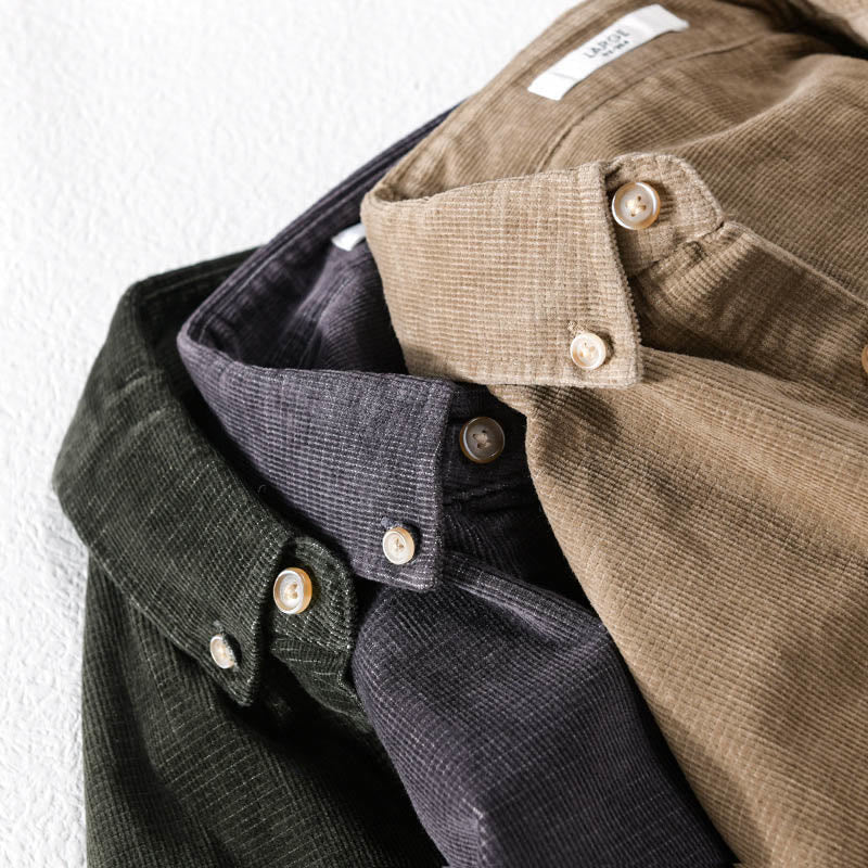 Buddha Stones Casual Corduroy Solid Color Men's Long Sleeve Cotton Thickened Jacket With Pockets - image 18