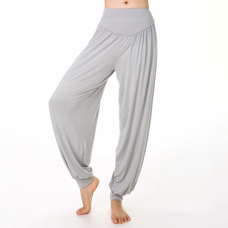 Buddha Stones Plain Color Loose Modal Yoga Dance Harem Pants - LightGrey - US12，UK/AU16，EU44 (3XL) - image 8