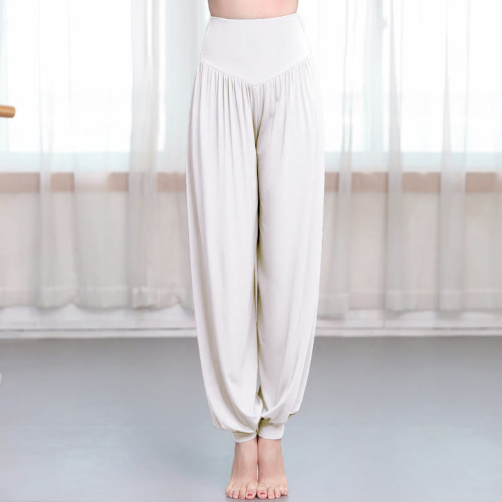 Buddha Stones Plain Color Loose Modal Yoga Dance Harem Pants - White - US12，UK/AU16，EU44 (3XL) - image 17