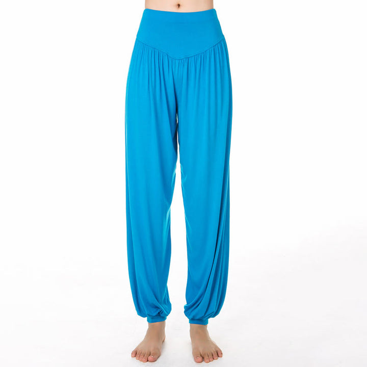 Buddha Stones Plain Color Loose Modal Yoga Dance Harem Pants - DeepSkyBlue - US12，UK/AU16，EU44 (3XL) - image 19