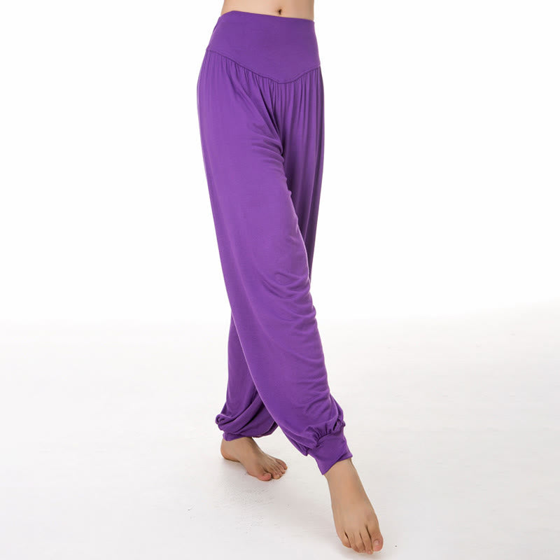 Buddha Stones Plain Color Loose Modal Yoga Dance Harem Pants - MediumOrchid - US12，UK/AU16，EU44 (3XL) - image 24