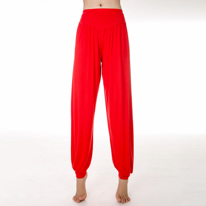 Buddha Stones Plain Color Loose Modal Yoga Dance Harem Pants - Red - US12，UK/AU16，EU44 (3XL) - image 26